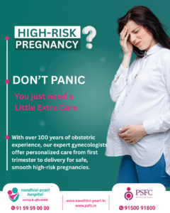 A pregnant woman undergoing fetal monitoring for a high-risk pregnancy, assisted by a female obstetrician in Chennai.